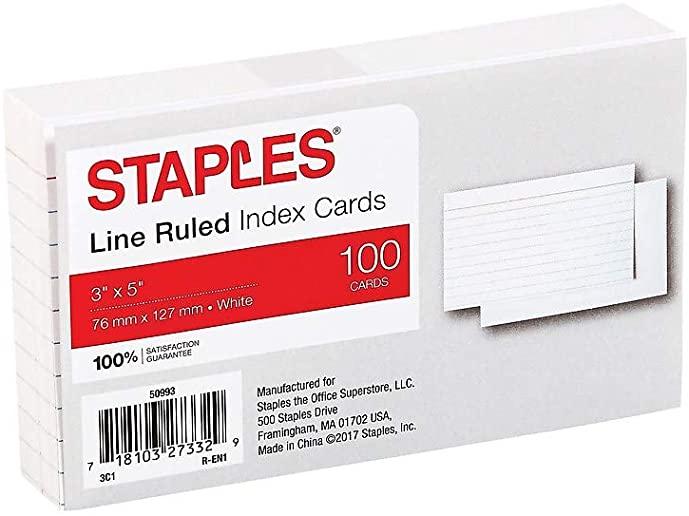 Ruled Index Cards 3 X 5 White