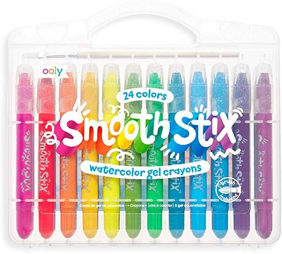 Smooth Stix Watercolor Gel Crayons & Brush - 24 PC Set