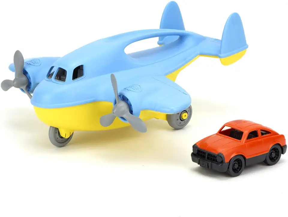 Green Toys Cargo Plane with 1 Mini Car Toy
