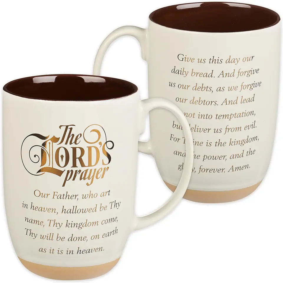Christian Art Gifts Ceramic Coffee & Tea Mug: The Lord's Prayer, Brown, 15 Oz.