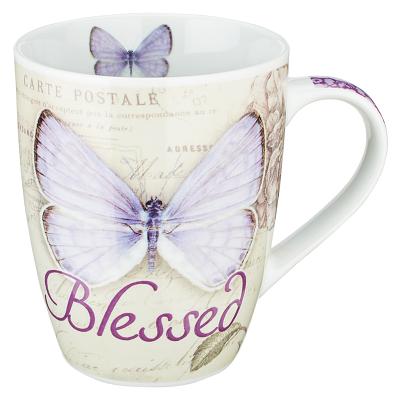 Botanic Butterfly Blessings Purple Blessed Mug - Jeremiah 17:7