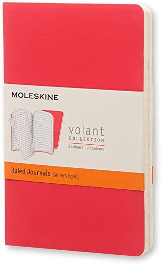 Moleskine Volant Journal (Set of 2), Pocket, Ruled, Geranium Red, Scarlet Red, Soft Cover (3.5 X 5.5)