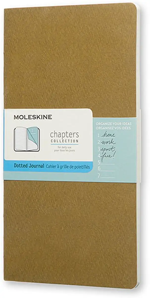 Moleskine Chapters Journal, Slim Medium, Dotted, Tawny Olive, Soft Cover (3.75 X 7)