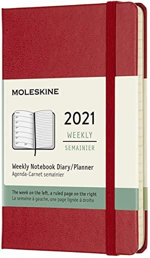 Moleskine 2021 Weekly Planner, 12m, Pocket, Scarlet Red, Hard Cover (3.5 X 5.5)