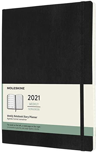 Moleskine 2021 Weekly Planner, 12m, Extra Large, Black, Soft Cover (7.5 X 9.75)