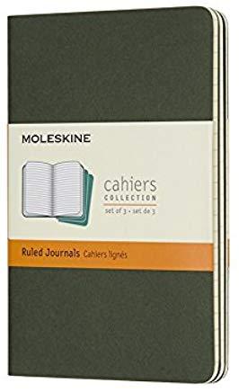 Moleskine Cahier Journal, Pocket, Ruled, Myrtle Green (3.5 X 5.5)