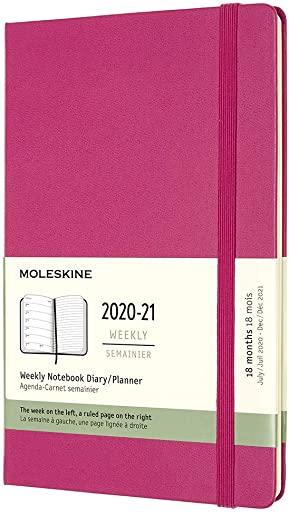Moleskine 2020-21 Weekly Planner, 18m, Large, Bougainvillea Pink, Hard Cover (5 X 8.25)