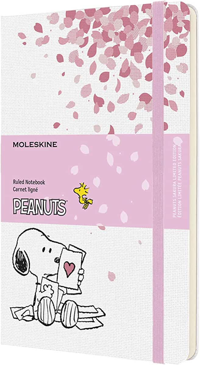 Moleskine Limited Edition Notebook Peanuts Sakura, Large, Ruled, White (5 X 8.25)