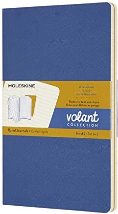 Moleskine Volant Journal, Large, Ruled, Forget-Me-Not Blue/Amber Yellow (5 X 8.25)