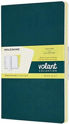 Moleskine Volant Journal, Large, Ruled, Pine Green/Lemon Yellow (5 X 8.25)