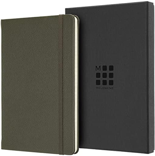 Moleskine Leather Notebook Large Ruled Hard Cover Moss Green Boxed Edition (5 X 8.25)