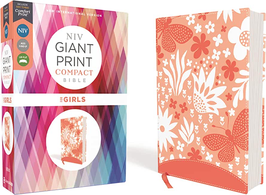 Niv, Giant Print Compact Bible for Girls, Leathersoft, Coral, Red Letter Edition, Comfort Print