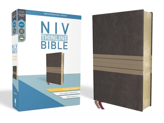 NIV, Thinline Bible, Giant Print, Imitation Leather, Brown/Tan, Red Letter Edition