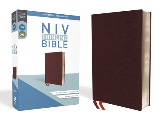 NIV, Thinline Bible, Bonded Leather, Burgundy, Red Letter Edition