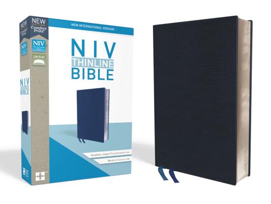 NIV, Thinline Bible, Bonded Leather, Navy, Indexed, Red Letter Edition