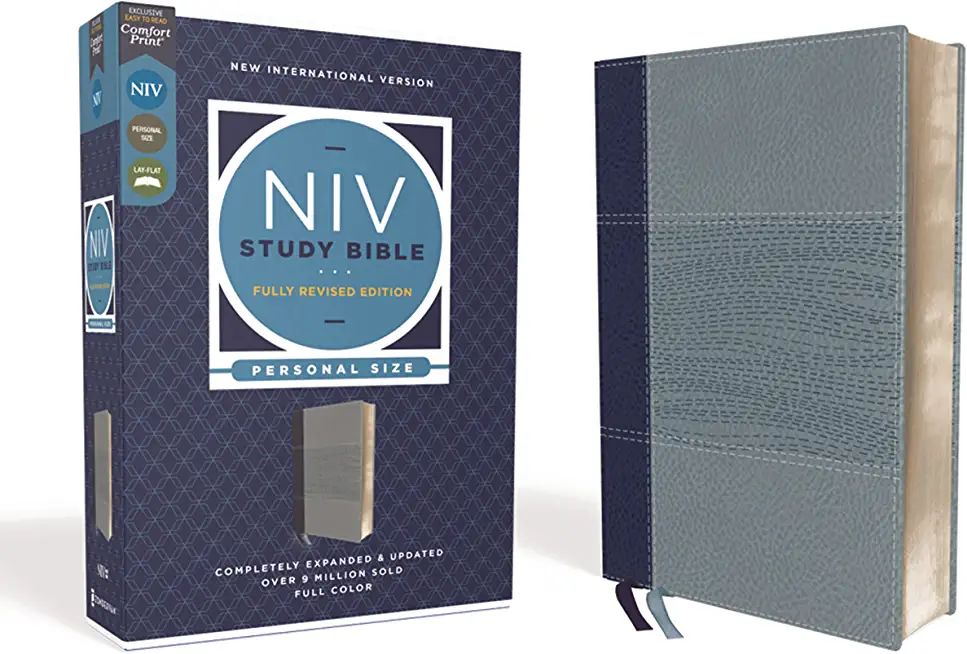 NIV Study Bible, Fully Revised Edition, Personal Size, Leathersoft, Navy/Blue, Red Letter, Comfort Print