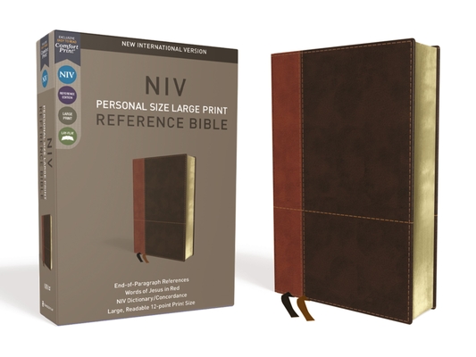 NIV, Personal Size Reference Bible, Large Print, Imitation Leather, Brown, Red Letter Edition, Comfort Print