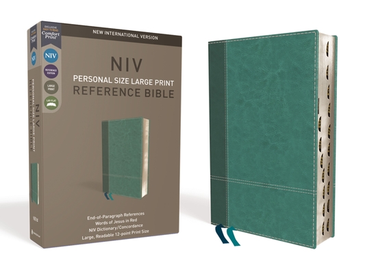 NIV, Personal Size Reference Bible, Large Print, Imitation Leather, Blue, Indexed, Red Letter Edition, Comfort Print