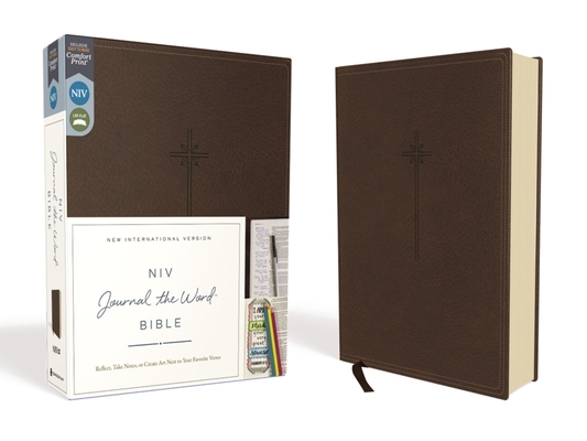 NIV, Journal the Word Bible, Imitation Leather, Brown, Red Letter Edition, Comfort Print: Reflect, Take Notes, or Create Art Next to Your Favorite Ver
