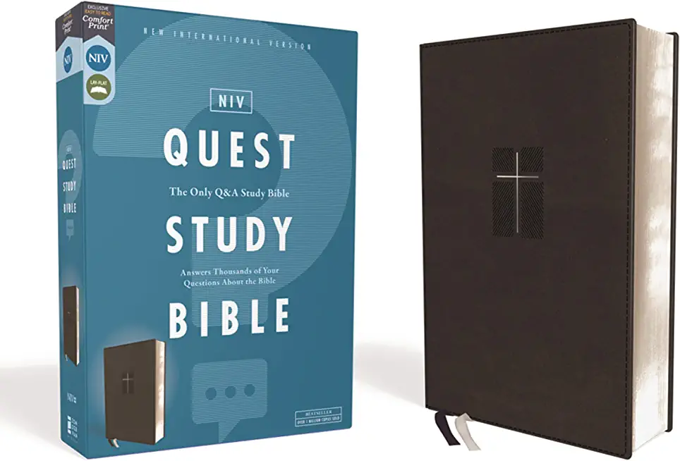 Niv, Quest Study Bible, Leathersoft, Black, Comfort Print: The Only Q and A Study Bible