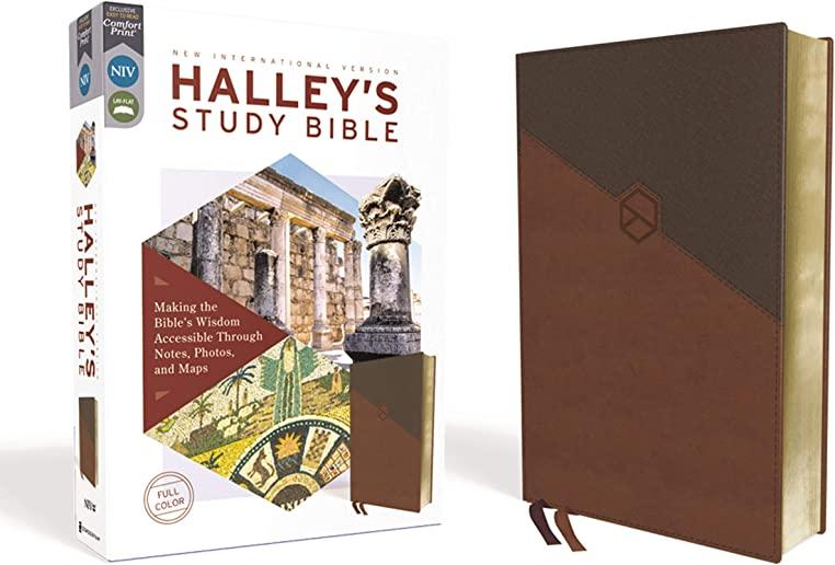 Niv, Halley's Study Bible, Leathersoft, Brown, Red Letter Edition, Comfort Print: Making the Bible's Wisdom Accessible Through Notes, Photos, and Maps