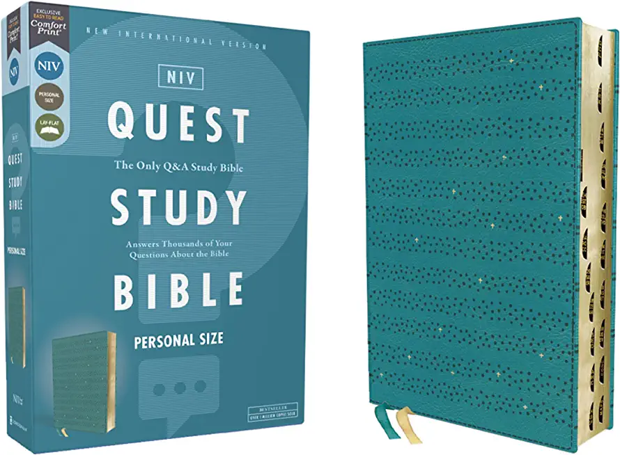 Niv, Quest Study Bible, Personal Size, Leathersoft, Teal, Thumb Indexed, Comfort Print: The Only Q and A Study Bible