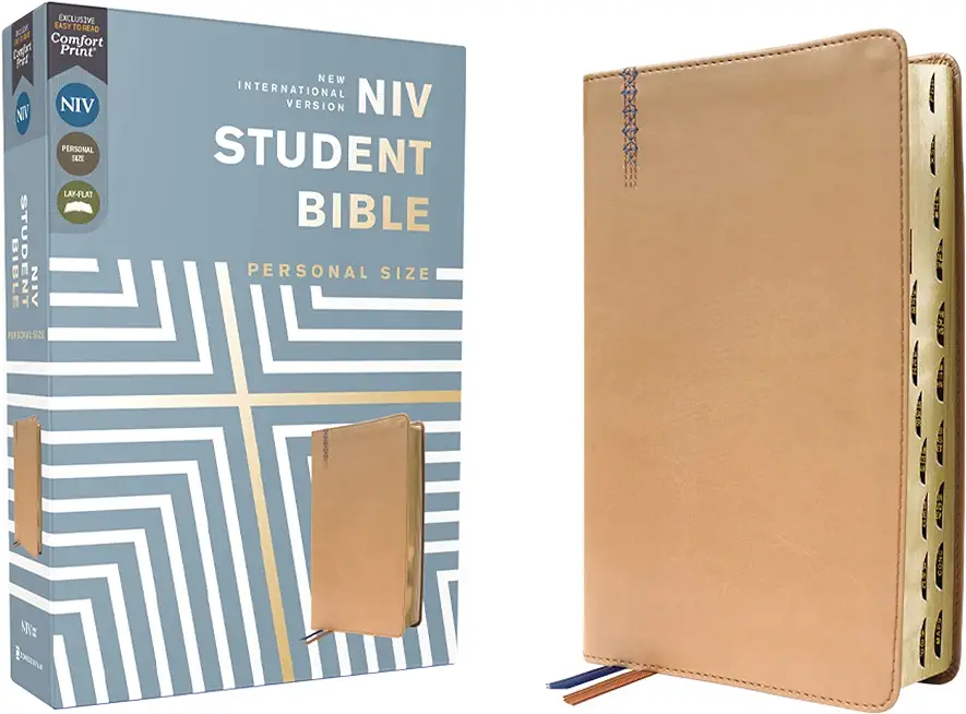 Niv, Student Bible, Personal Size, Leathersoft, Tan, Thumb Indexed, Comfort Print