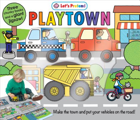 Puzzle Play Set: Playtown: Three Chunky Books and a Giant Jigsaw Puzzle! [With Three Vehicle-Shaped Books and Jigsaw Puzzle Playmat and Giant 9-Piece