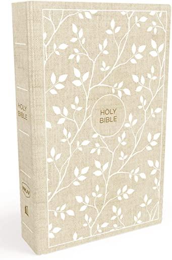 NKJV, Thinline Bible, Standard Print, Cloth Over Board, White/Tan, Red Letter Edition