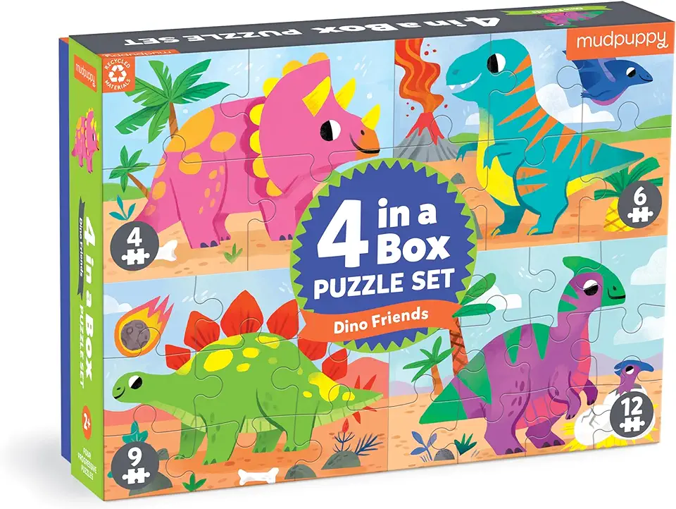 Dino Friends 4-In-A-Box Puzzle Set