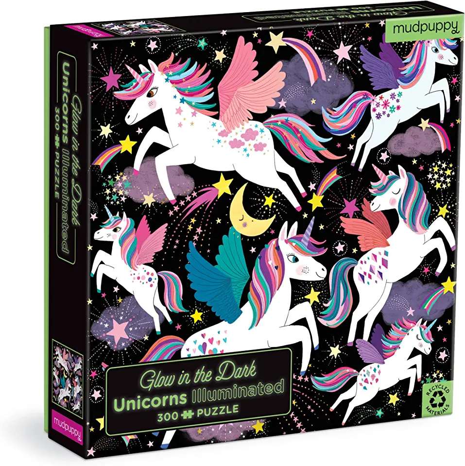 Unicorns Illuminated 300 Piece Glow in the Dark Family Puzzle