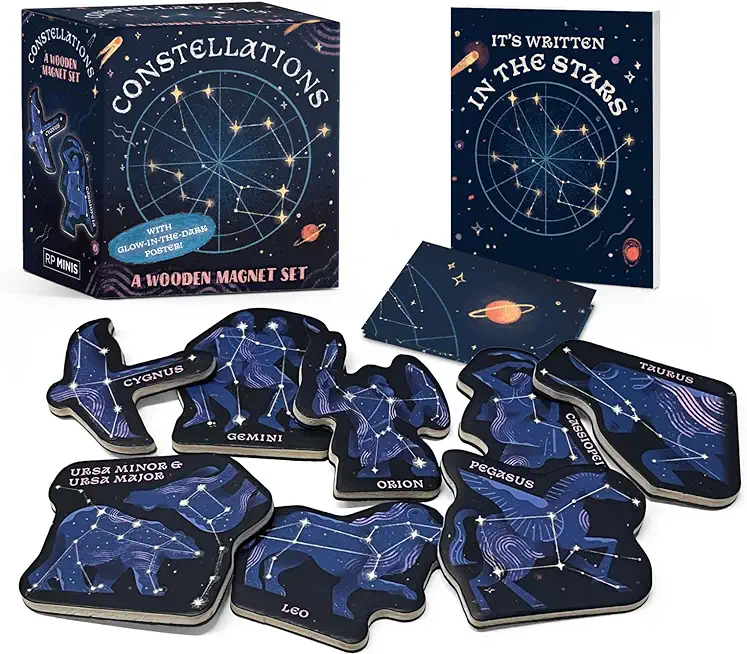 Constellations: A Wooden Magnet Set: With Glow-In-The Dark Poster!