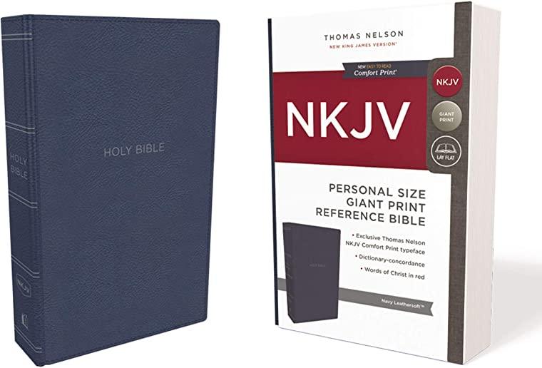 NKJV, Reference Bible, Personal Size Giant Print, Imitation Leather, Blue, Red Letter Edition, Comfort Print