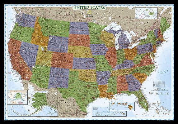 National Geographic: United States Decorator Wall Map - Laminated (43.5 X 30.5 Inches)