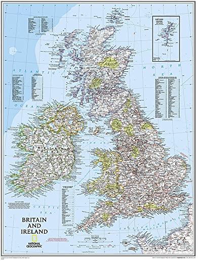 National Geographic: Britain and Ireland Classic Wall Map (23.5 X 30.25 Inches)