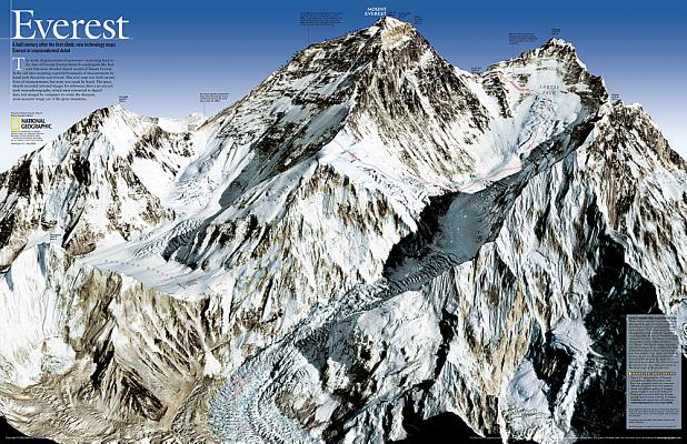 National Geographic: Mount Everest 50th Anniversary: 2 Sided Wall Map (31.25 X 20.25 Inches)