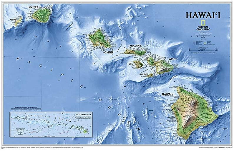 National Geographic: Hawaii Wall Map - Laminated (34.75 X 22.75 Inches)