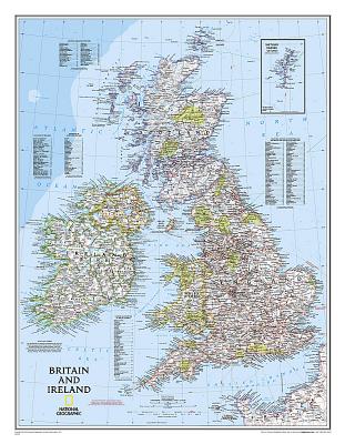 National Geographic: Britain and Ireland Classic Wall Map - Laminated (23.5 X 30.25 Inches)