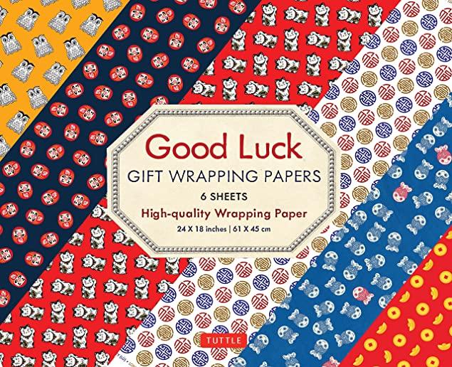 Good Luck Gift Wrapping Papers 6 Sheets: High-Quality 24 X 18 Inch (61 X 45 CM) Wrapping Paper