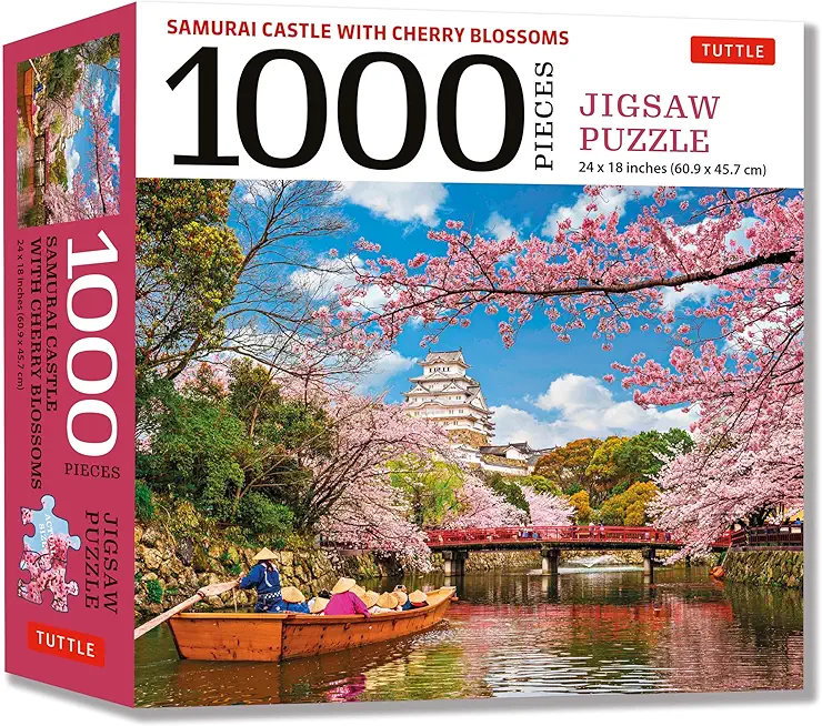Samurai Castle & Cherry Blossoms- 1000 Piece Jigsaw Puzzle: Cherry Blossoms at Himeji Castle (Finished Size 24 in X 18 In)