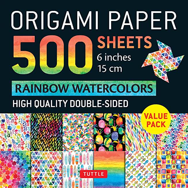 Origami Paper 500 Sheets Rainbow Watercolors 6 (15 CM): Tuttle Origami Paper: High-Quality Double-Sided Origami Sheets Printed with 12 Different Desig