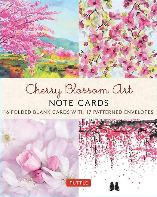 Cherry Blossom Art, 16 Note Cards: 16 Different Blank Cards with Envelopes in a Keepsake Box!