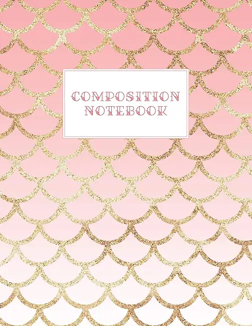 Composition Notebook: Wide-Ruled Coral Mermaid Style Fish Scale Design