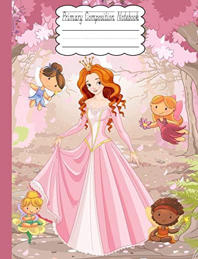 Primary Composition Notebook: Princess And Fairy Friends School Story Specialty Handwriting Paper Dotted Middle Line