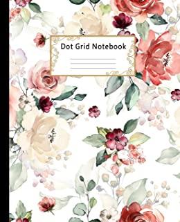 Dot grid Notebook: Dotted Paper Journal: Pretty Flower Roses for Graphing Pad, Design Book, Work Book, Planner, Dotted Notebook, Bullet J