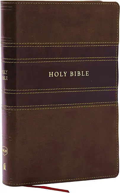 NKJV Personal Size Large Print Bible with 43,000 Cross References, Brown Leathersoft, Red Letter, Comfort Print
