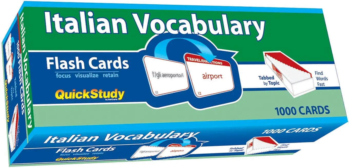 Italian Vocabulary Flash Cards (1000 Cards): A Quickstudy Reference Tool