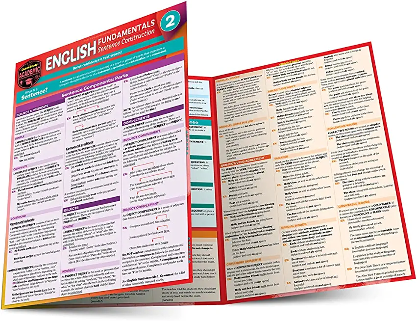 English Fundamentals 2 - Sentence Construction: A Quickstudy Language Arts Laminated Reference Guide