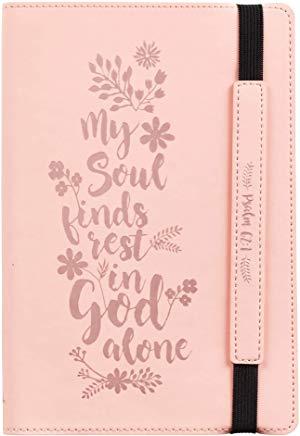Journals Lux-Leather Bullet Elastic Closure My Soul Finds Rest Pink