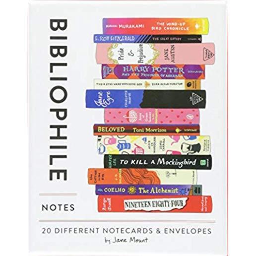 Bibliophile Notes: 20 Different Notecards & Envelopes (Notecards for Book Lovers, Illustrated Notecards, Stationery)
